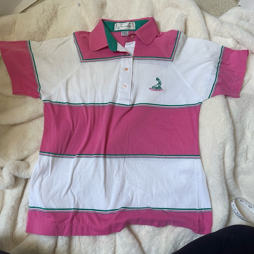 Pinehurst womens polo shirt size M pink white green